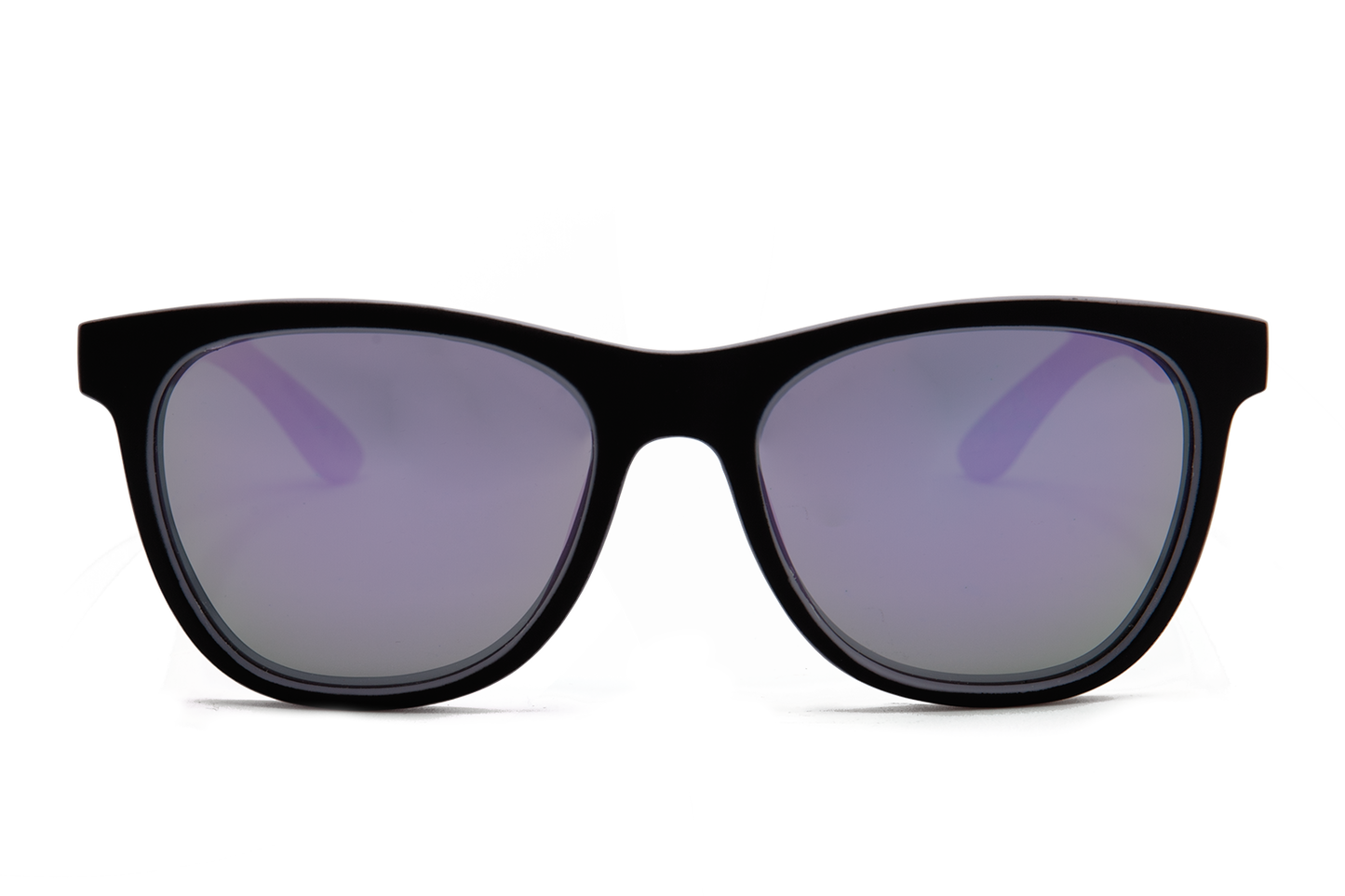 SOL UNISEX Adele frontal gafas sol negra y morada lente espejo